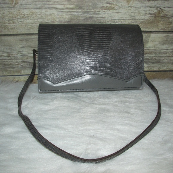 Hala Handbags - Vintage Hala Gray Snakeskin Embossed Leather Purse